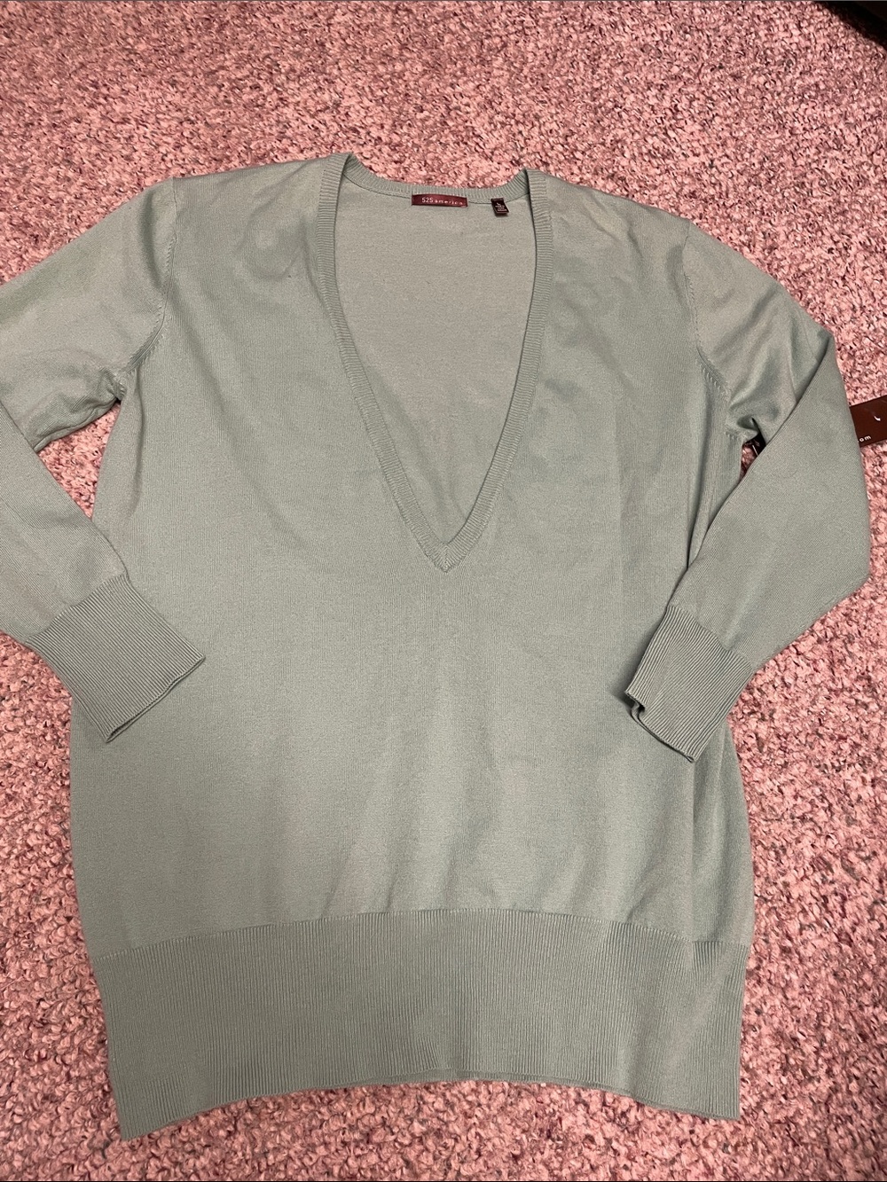 525 America V-Neck Lightweight Mint Green Women’s Sweater